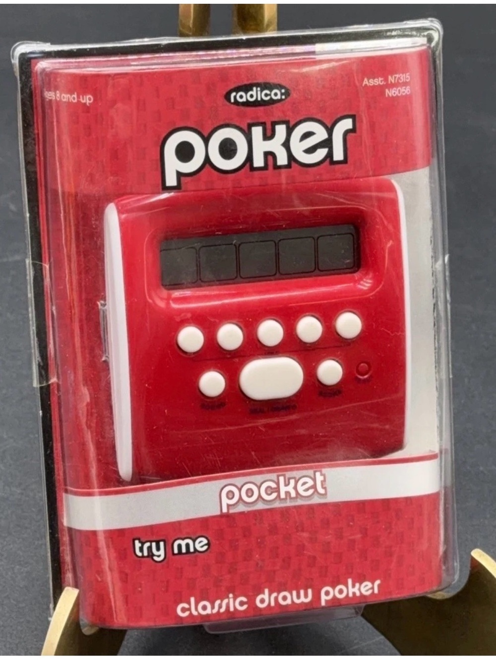Radica Pocket Poker Handheld Game Mattel Red Classic Draw Poker 2009 Sealed 8+